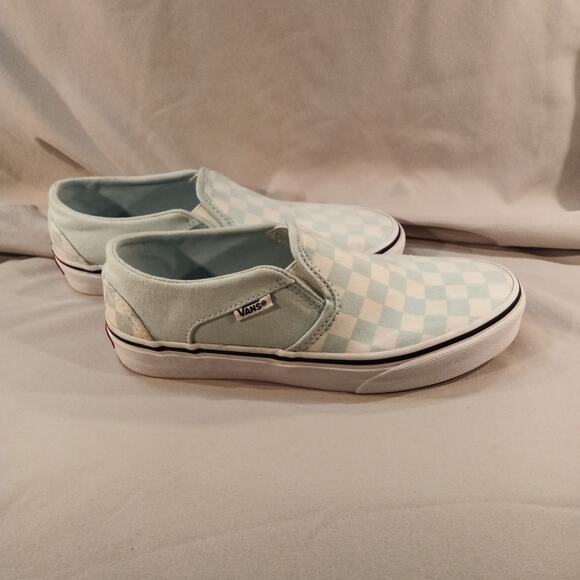 Vans Women’s Checkerboard Slip-On Shoes – Light Blue/White – Size 6 - Picture 4 of 7